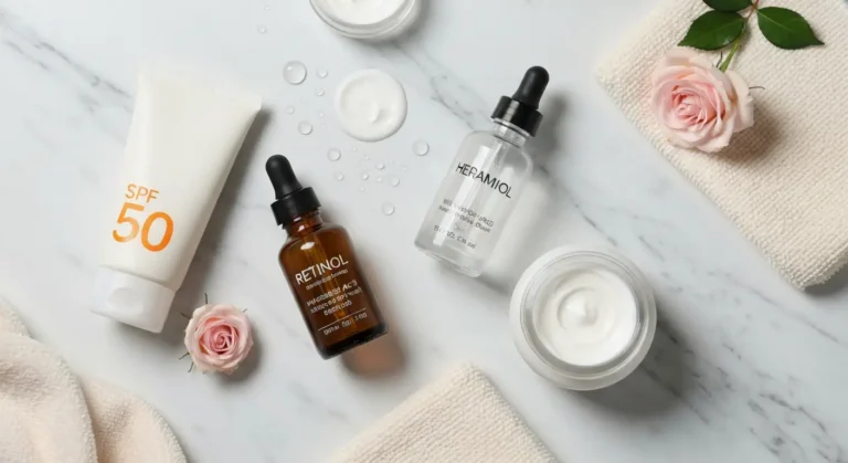 Kosmetyki do pielęgnacji cery dojrzałej: SPF, serum z retinolem i krem z ceramidami