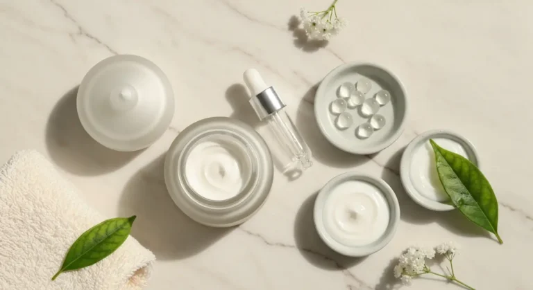 Krem do twarzy w szklanym słoiczku z serum i składnikami wspierającymi barierę skóry
