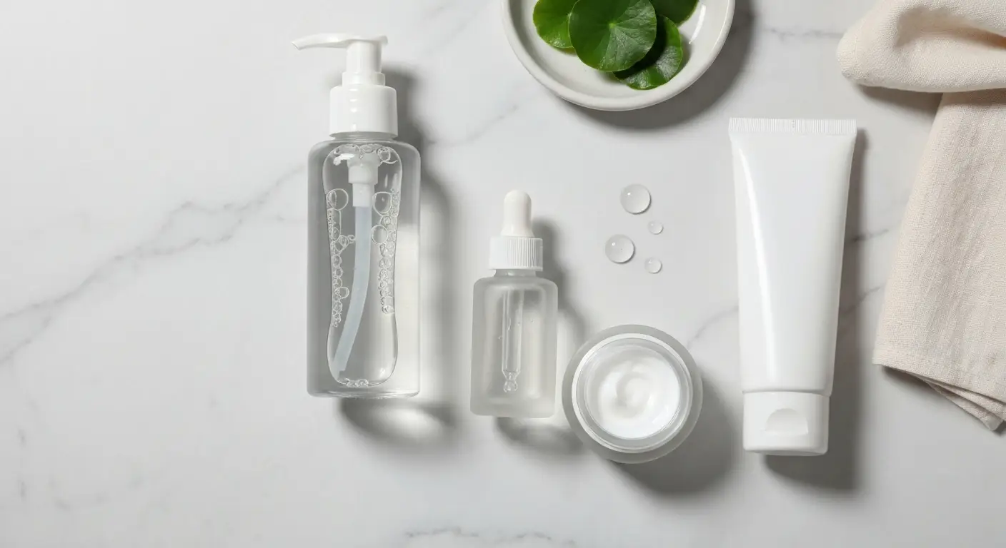 Koreańska rutyna do cery trądzikowej z żelem, serum, lekkim kremem i filtrem SPF