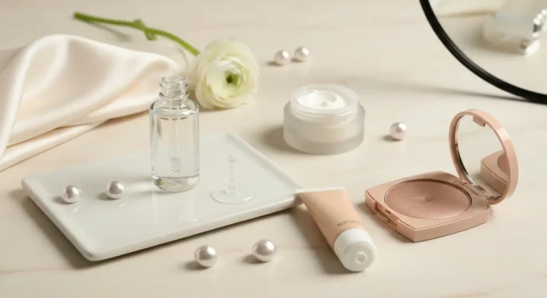 Serum z kwasem hialuronowym, krem nawilżający i kosmetyki do naturalnego efektu glow